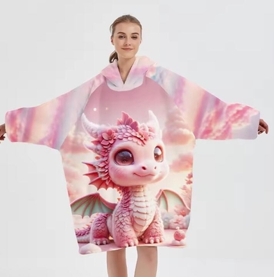Beli Custom Posisi Pencetakan Anime besar bulu Hoodie Selimut Wearable OEM online manufacture