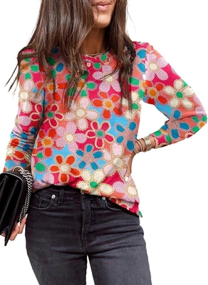 Beli Casual Polka Dots Tops Crewneck Long Sleeve Shirts Sweatshirts Ringan online manufacture