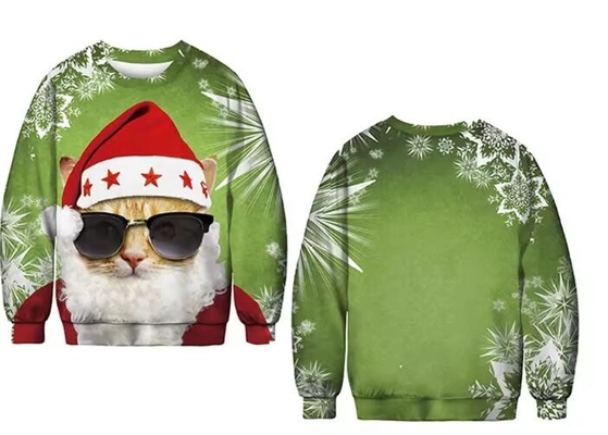 Beli Pria yang berkelanjutan Sublimasi cetak sweater 100% polyester bulu bulat leher pullover online manufacture
