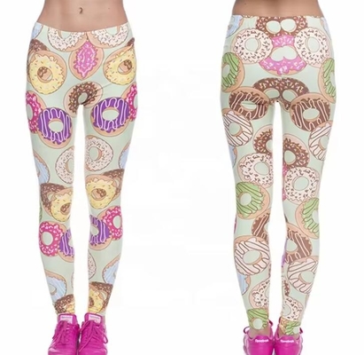 Beli Sweat Wicking Donut Print Custom Yoga Leggings 92% Polyester 8% Spandex online manufacture