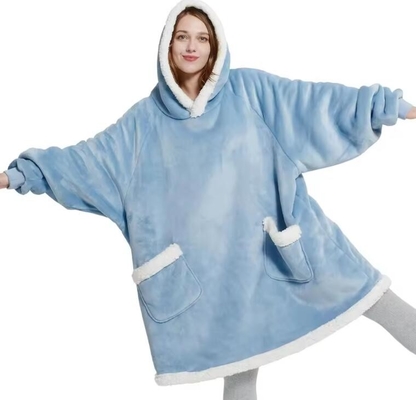 Beli lengan panjang flanel sherpa oversized berkerudung selimut TV hoodie selimut online manufacture