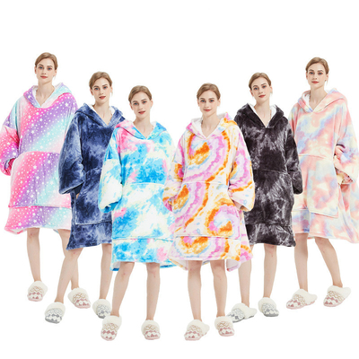 Beli Full Custom Flannel Romper Pajama Oversized Selimut Hoodie Berwarna-warni dicetak online manufacture