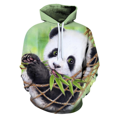 Beli Pria Oversized Panda dicetak Hoodie lengan panjang dengan saku online manufacture