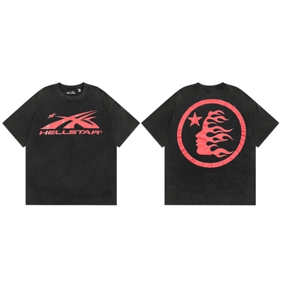 Beli Gothic kasual longgar oversized T-shirt Harajuku tren jalanan pria dan wanita personalized cetak rock anime punk online manufacture