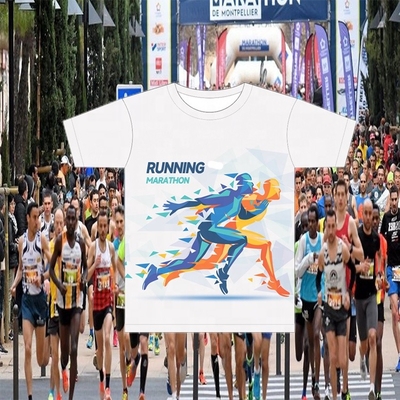 Marathon Running Sublimasi Sports T-Shirt Cetak Crewneck Dri Fit Sublimasi Shirt
