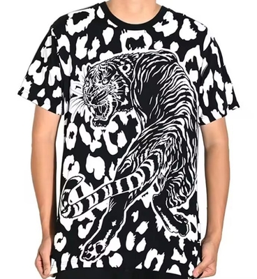 Desain Baru Mode Leopard Pola Semua Di Atas Sublimasi T-Shirt Kru leher kasual