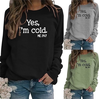 Surat Lucu Diterbitkan Casual Loose Sublimation Sweater Print On Demand OEM