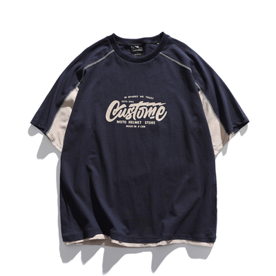 Mencetak Logo Katun Cuci Vintage Oversized T-shirt Grafis Crewneck Cool