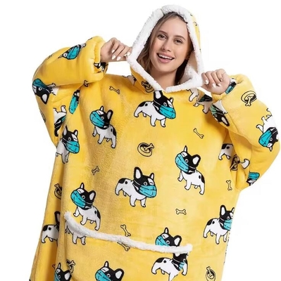 OEM Plush Panas tebal Sherpa Oversized Hooded Selimut Lipat