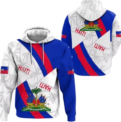 Nama Custom Nomor Haitian Full Sublimation Sweatshirt Negara Bendera Negara Diterbitkan