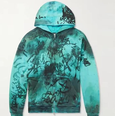 Cetakan Graffiti Oversized Distressed Hoodie robek