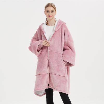 Penutupan Zipper Wanita Piyama Hooded Oversized Hoodie Piyama Ultra Nyaman