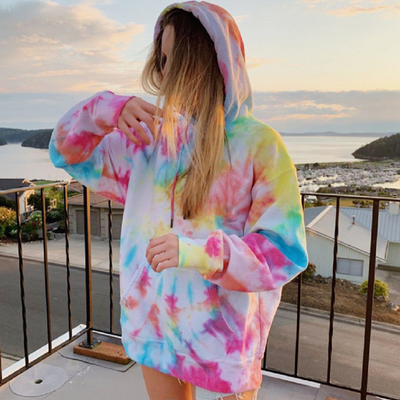 Custom Tie Dye Cetak Oversize Hoodie Casual