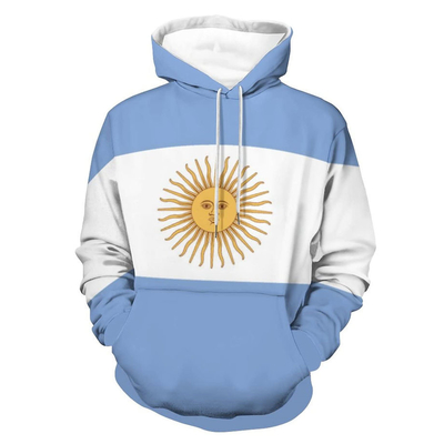 Pullover Berkerudung Pria Unisex Bendera Cetak Hooded Kangaroo Pocket Sweatshirt