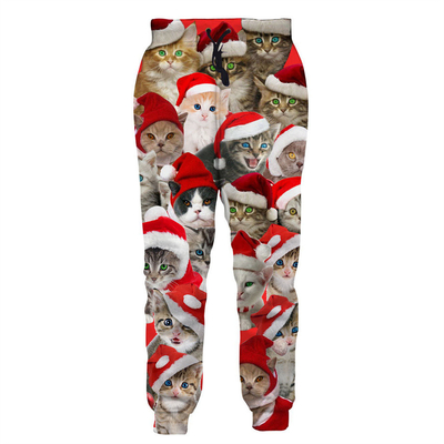 3D Digital Printing Natal Snowflake Sweatpants Straight Pria Dan Wanita Casual Casual