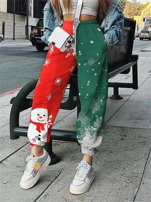 Celana Wanita Musim Gugur Musim Dingin Wanita Baru Natal Sublimasi Cetak Sweatpants Lolos Casual Sports Pants