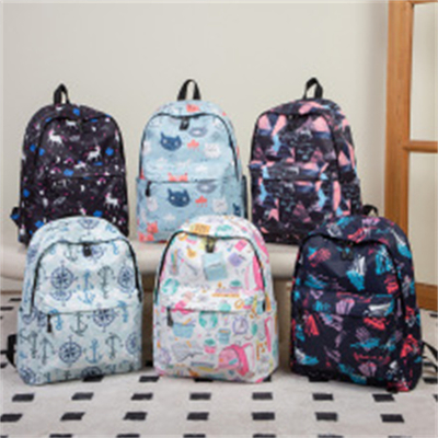Tas ransel nilon tahan air pria cetakan manis jelas Tas sekolah siswa Tas ransel wanita Fashion tas wanita