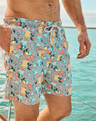 Custom Swim Trunks Pria Cepat kering Bunga Cetakan Inseam Stretch Board Shorts Dengan Kompresi Liner Baju renang