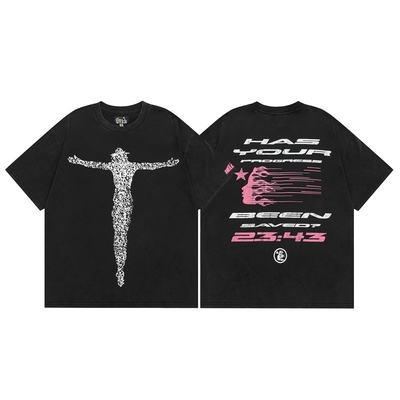 T-Shirt Grafis Pria Unisex Katun Oversized T-Shirt lengan pendek Vintage Street Casual T-Shirt Atas