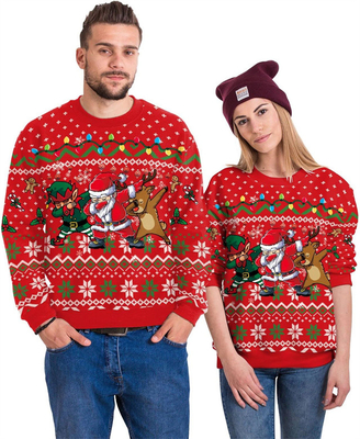 Unisex Suiter Natal Buruk 3D Cetak Lucu Grafis T-Shirt lengan panjang Crewneck Sweatshirts