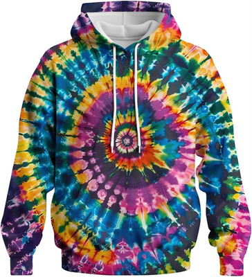 Warna Pelangi Cetak Hoodie Tie Dye Sweatshirt Fashion Graphic Pullover Untuk Pria Wanita